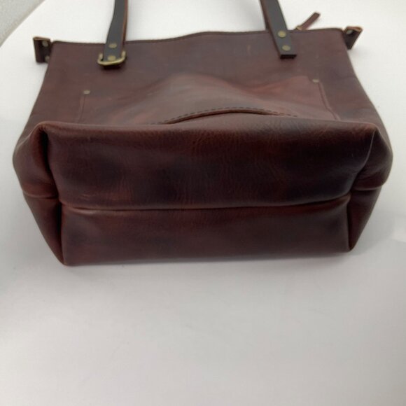 Portland Leather Goods Distressed Leather Tote Bag Brown Lava Boho - Picture 9 of 14